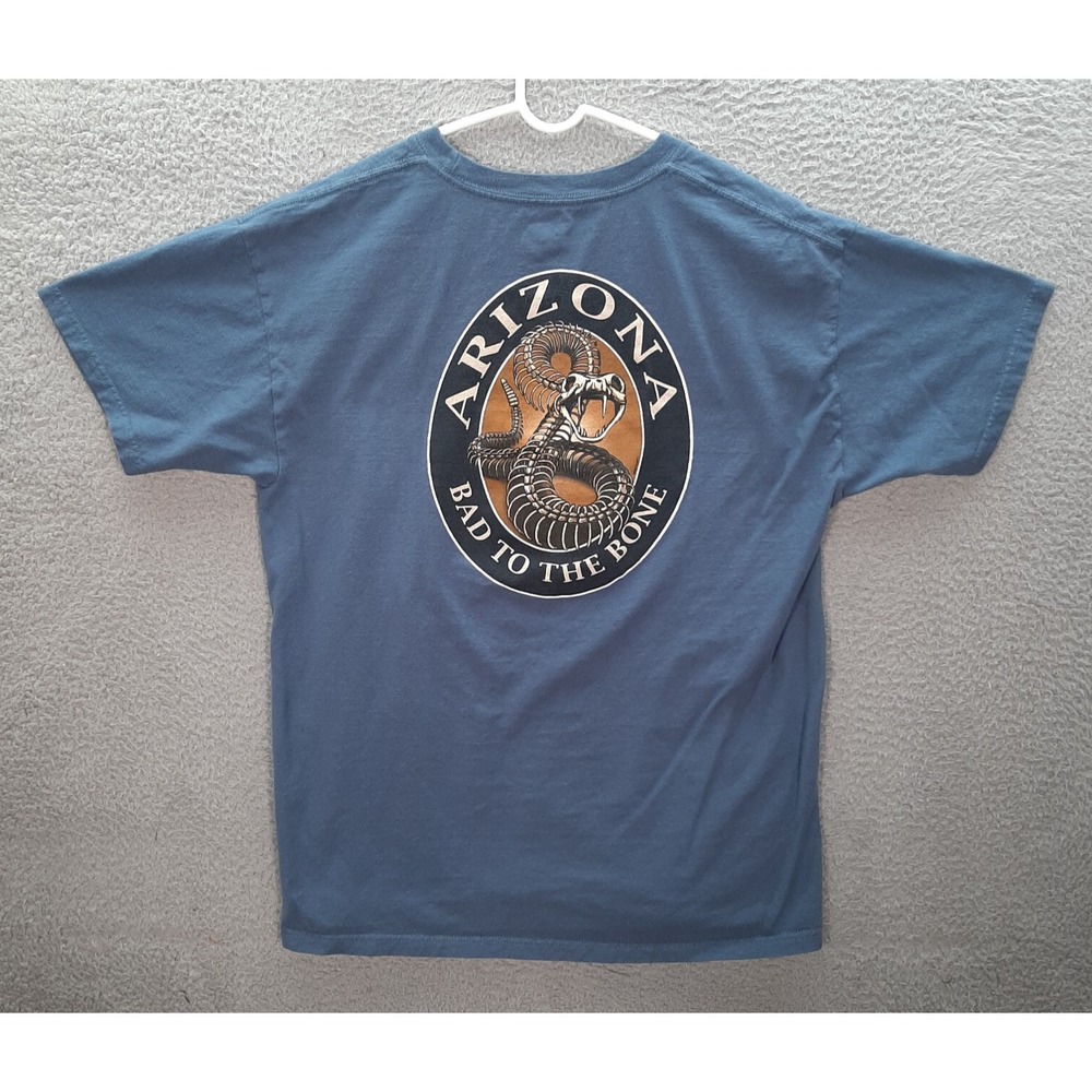 The Duck Company Shirt Adult Large Blue Arizona Rattlesnake Skull Grunge Nature